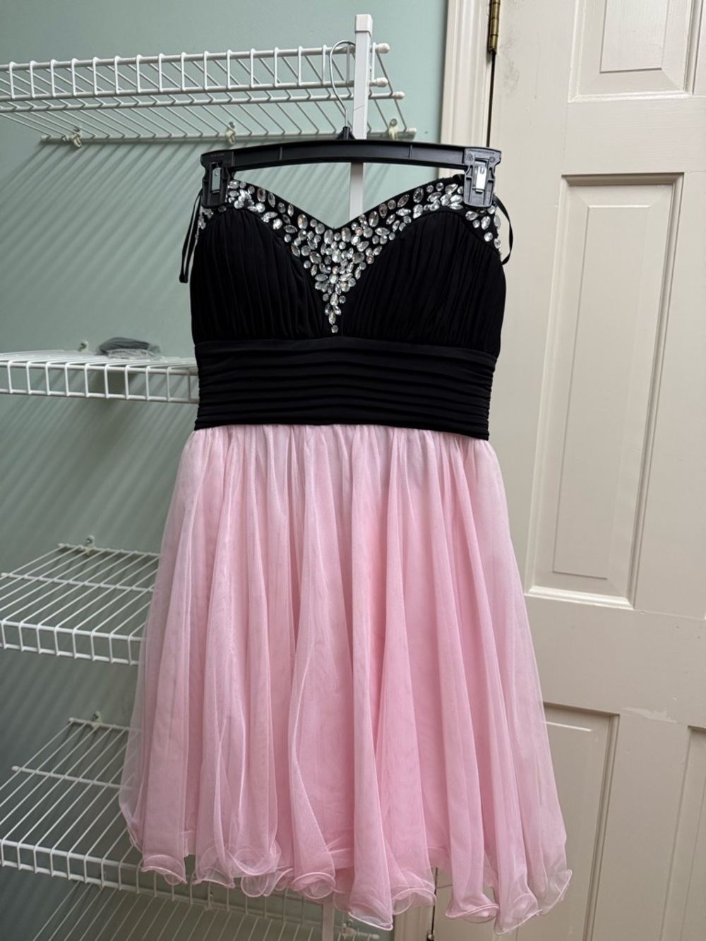 Teen’s Black & Light Pink Rhinestone Party Dress